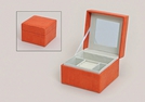 SCHMUCKK.ORANGE PAPPE/KUNSTLEDER 13X13X10CM