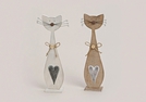 KATZE M.HERZ NATUR/WEISS HOLZ 2-F.S.31CM