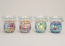 DUFTLAMPE GLAS MOSAIK 4FACH SORT.13X10CM