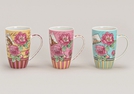 BECHER PORZ.BLUMENDEKOR 3-F.SORT.13CM