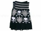 FH-26 Fingerlose Handschuhe Totenkopf weißgrau