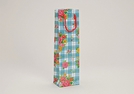 FLASCHENTUETE BLAU M. BLUMEN PAPIER 10X8X35CM