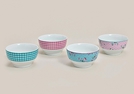 MUESLI-SCHALE BLUMEN/KARO PORZ.SORT.14X8CM