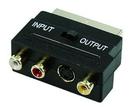 Scart-Adapterstecker 3x Cinchbuchse mit In/Out Schal. Vergoldete kontakte
