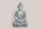 BUDDHA GRAU POLY SITZEND 62CM