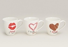 BECHER KERAMIK 3-FACH SORT. LIEBE 10X11CM