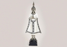 BUDDHA STEHEND WEISS/SILBER POLY 69CM
