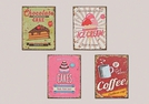 WANDBILD CAKES/COFFEE/ICE MET.4-F.S.25X33CM