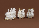 MINIATUR-ZUG 3TLG KERAM. WEISS/GOLD 20X17CM