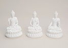 BUDDHA SITZEND POLY WEISS 3-F. SORT.8X10X15CM