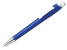 Kunststoffkugelschreiber mit Metallclip und blauschreibender Mine.