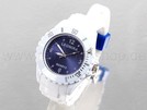 Silikonuhr mit weißem Armband und blauem Zifferbla