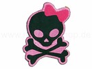 P-040 Aufnäher Patch Skull mit rosa Schleife
