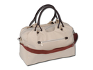 Reisetasche aus Polyester (Microfaser) mit Kunstleder-Elementen, mit Schultergurt. 1 Hauptfach und 4 kleinere Faecher.