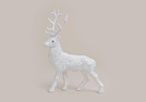 HIRSCH WEISS GLITTER KUNSTST.16X4X21CM