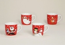 BECHER ROT M.WEIHNACHTSMOTIVEN KER.4-F.S.8CM