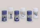 KERZE BLAU/WEISS MARITIM 6-F.S.14X7CM}