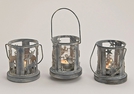 WINDLICHT GRAU METALL 3-FACH SORT.10X10X11CM