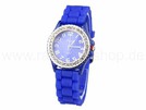Farbe blau Silikon Strass Silikonuhr Uhr Analoguhr