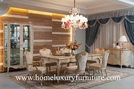 Wooden Dining table and chairs luxury dining room sets glass cabinet buffet cabinet FT101