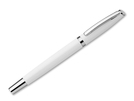 Rollerpen aus Metall mit blauschreibender Mine.