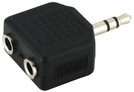 Audio-Adapter Stereo Klinke/Klinke, 2x 3,5mm-Kupplung > 1x 3,5mm-Stecker