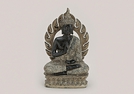 BUDDHA SWZ/BEIGE SITZ.A.SOCKEL POLY 21CM